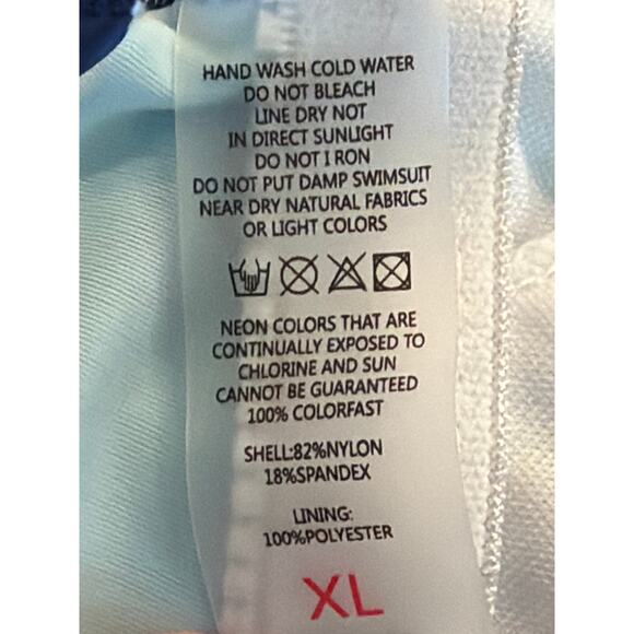 Ladies Rash Guard  Blue longsleeve boy shorts one piece suit XL - Picture 5 of 9